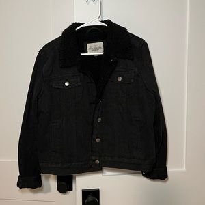 Sherpa Lined Black Jean Jacket